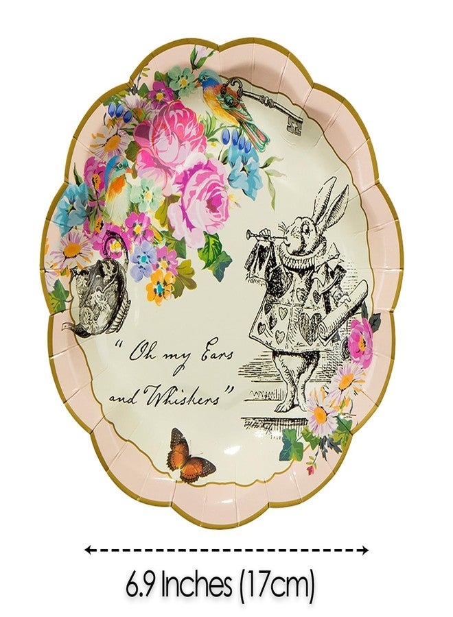 Talking Tables أطباق قابلة للتصرف من توكينغ تيبلز ترو أليس، 12 قطعة، 7.3 بوصة لحفلة الشاي أو عيد الميلاد، وردي - Image 3