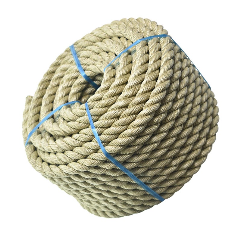 YSMN 34 in 100 FT Twisted 3 Strand Synthetic Polypropylene Rope Artificial Manila Rope Suitable for Tree Work Camping Navigation Swing