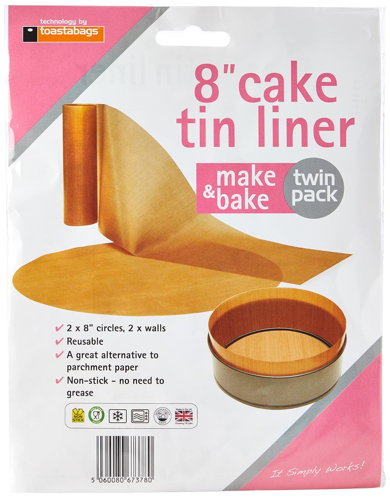 Toastabags Cake Tin Liner 8in  2 Pack Gold