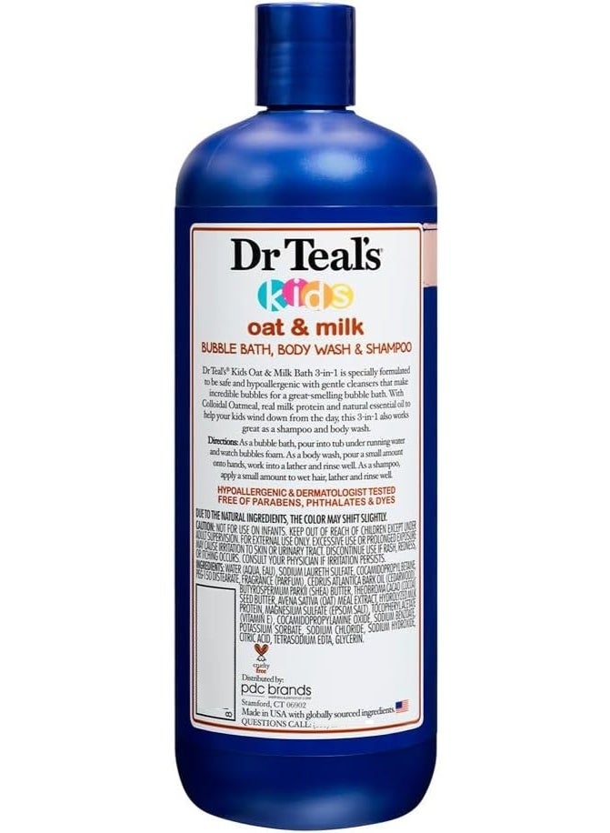 دكتور تيل غسول الجسم والشامبو 3 في 1 برائحة الفقاعات، الشوفان والحليب مع زبدة الشيا وزبدة الكاكاو والزيت العطري، 591 مل - Image 3