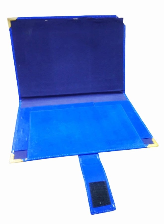 IRYA Army Dak Pad Folder/Holder (Size: 15 X 10.5 inch) (Golden Steel Corner) (Walcro Closure) / File Binder/Four Flapper (Blue Color) - Image 2