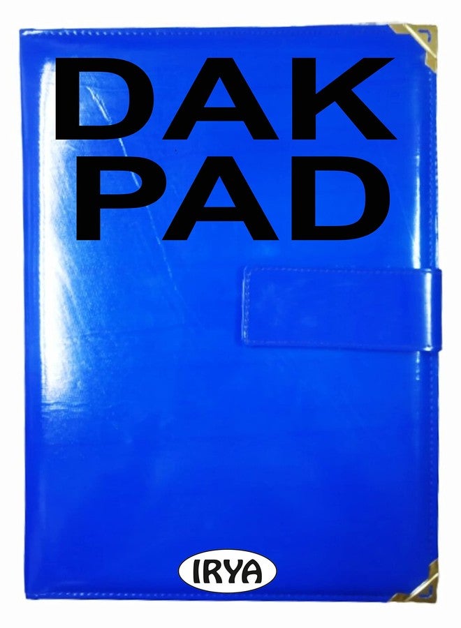 IRYA Army Dak Pad Folder/Holder (Size: 15 X 10.5 inch) (Golden Steel Corner) (Walcro Closure) / File Binder/Four Flapper (Blue Color) - Image 1