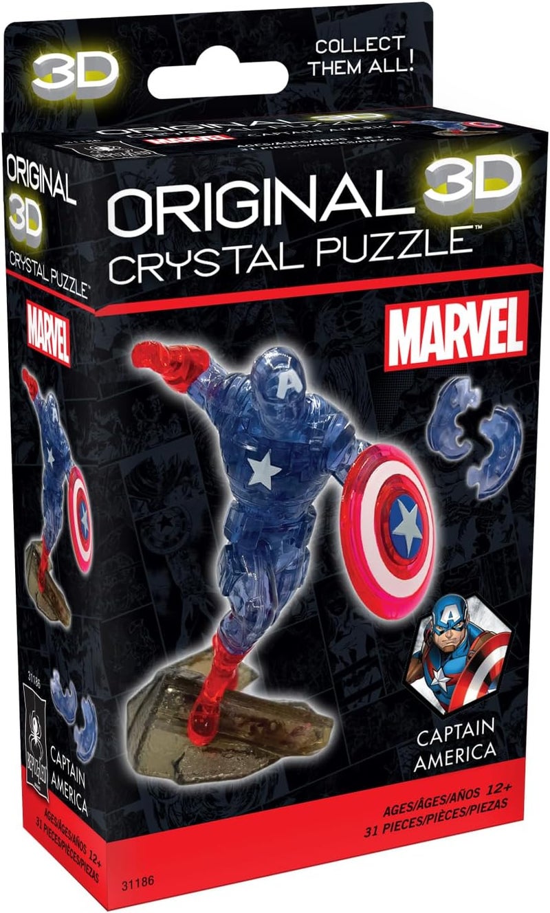 BePuzzled Marvel Captain America Super Hero Original 3D Crystal Puzzle Perfect for Puzzlers Ages 12 and Up Challenging to Complete and Beautiful to Display Collect Them All - Image 2