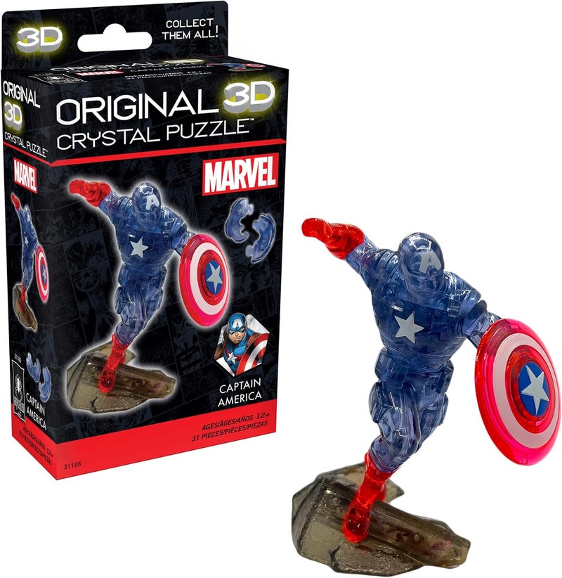 BePuzzled Marvel Captain America Super Hero Original 3D Crystal Puzzle Perfect for Puzzlers Ages 12 and Up Challenging to Complete and Beautiful to Display Collect Them All - Image 1