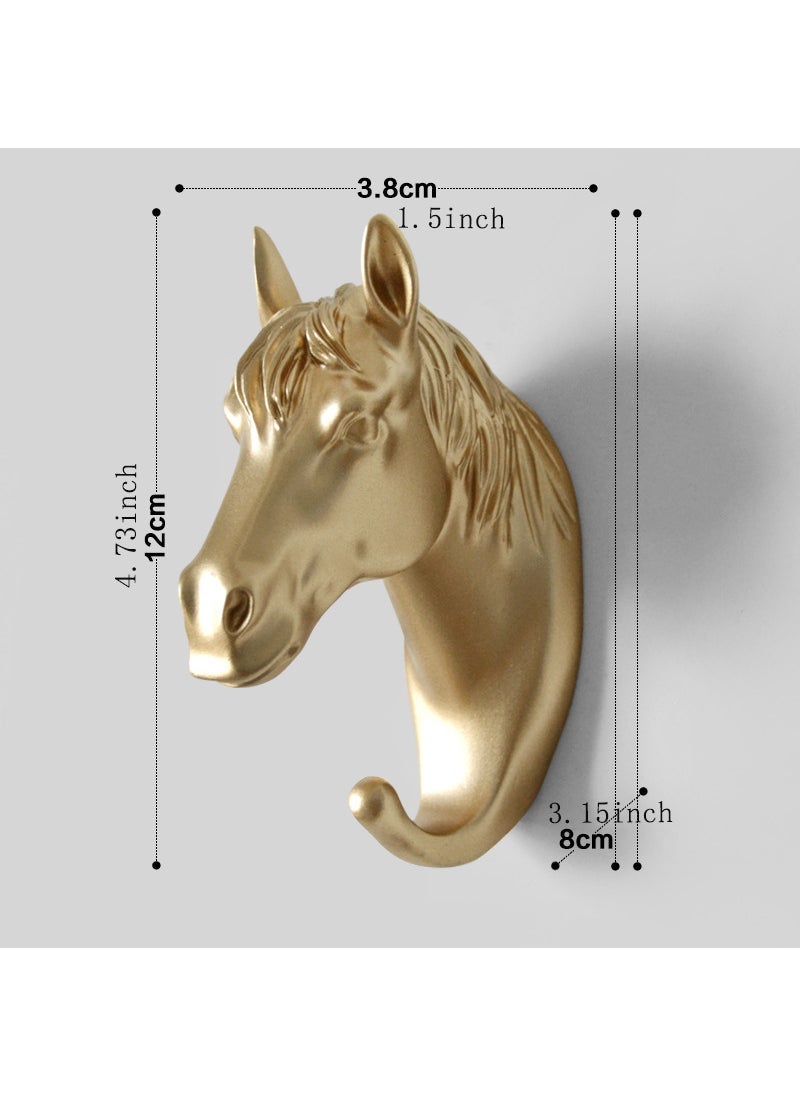 Cross-border wholesale European creative hook punch-free strong paste wall decoration wall hanging deer head clothes hook Horse (Fugui Gold)