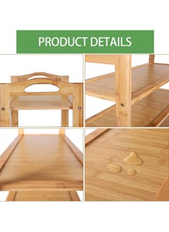 Arabest 5-Tier Natural Bamboo Shoe Rack, Shoe Shelf with Portable Handle Space Saving, Free Standing Wooden Shoe Rack Storage Organizer for Hallway Entryway Living Room Bedroom  - Image 4