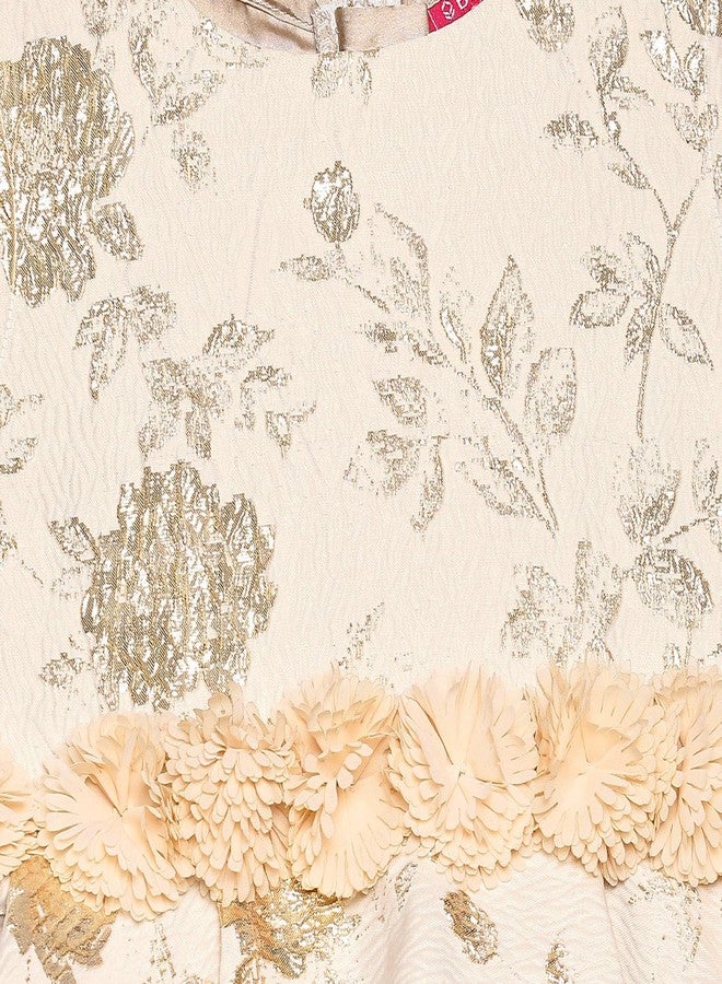 BIBA Girl Printed Gathered Kid(KW5585_Beige_9) - Image 3