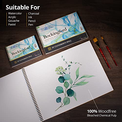 Bockingford St. Cuthberts Mill Bockingford Watercolor Paper Spiral Pad - 7x5-inch White Water Color Paper for Artists - 12 Sheets of 140lb Cold Press Watercolor Paper for Gouache Ink Acrylic Charcoal and More - Image 5