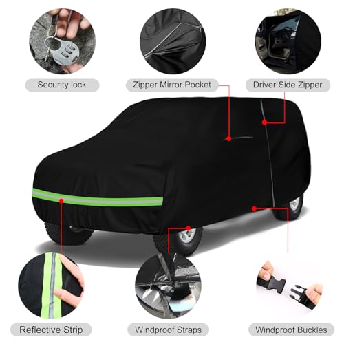 SPORTULI Waterproof Car Cover Replace for 1983-2001 Jeep Cherokee XJ 2/4 Door, 6 Layers All Weather Car Covers with Zipper Door & Windproof Bands for Snow Rain Dust Hail Protection - Image 2