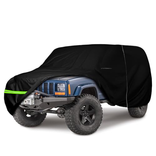 SPORTULI Waterproof Car Cover Replace for 1983-2001 Jeep Cherokee XJ 2/4 Door, 6 Layers All Weather Car Covers with Zipper Door & Windproof Bands for Snow Rain Dust Hail Protection - Image 1