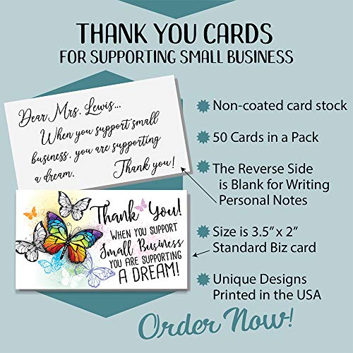 Lone Star Art Business Thank You Cards - Small Business Essentials - When You Are Supporting Small Businesses - Blank Note Card, Stationery Set of 50 3.5 x 2 Standard Business Card, Small Business Thank You Cards - Image 2