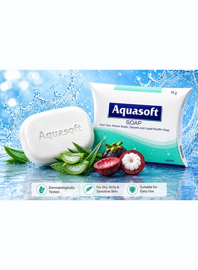 Ajanta AQUASOFT Soap 75g | Gentle Moisturizing Face & Body Cleansing Bar | For Dry, Sensitive & All Skin Types - Image 3
