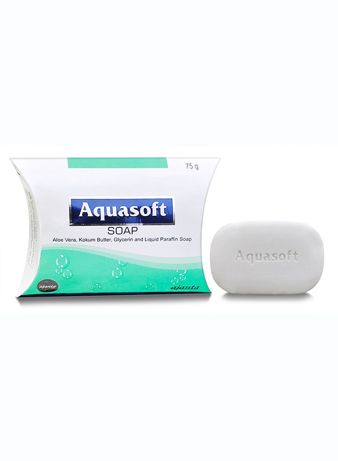 Ajanta AQUASOFT Soap 75g | Gentle Moisturizing Face & Body Cleansing Bar | For Dry, Sensitive & All Skin Types - Image 1