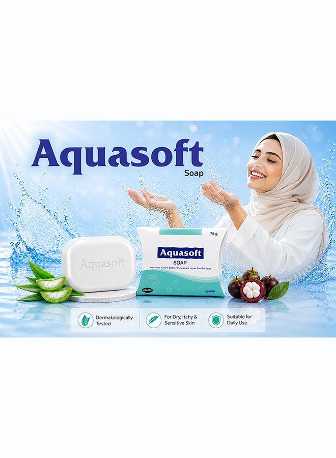 Ajanta AQUASOFT Soap 75g | Gentle Moisturizing Face & Body Cleansing Bar | For Dry, Sensitive & All Skin Types - Image 2