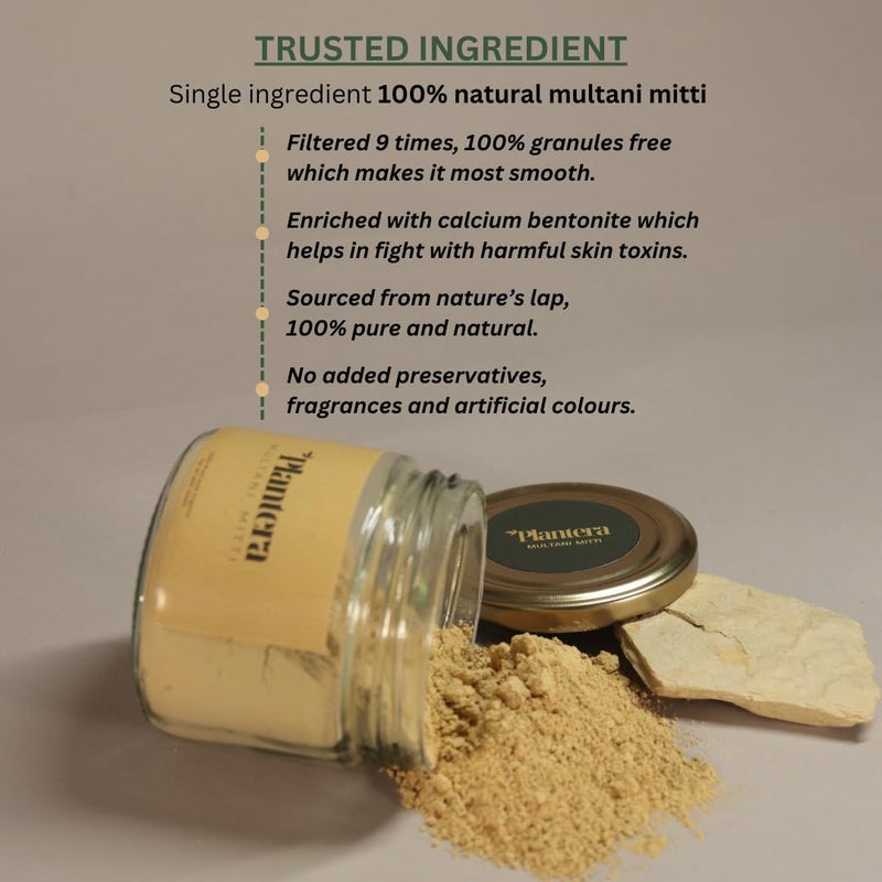 Plantera Organic Natural Multani Mitti Powder For Face Pack Hair Pack Body Detox For Detan For Oily Skin Pure Fullers Earth For Soft and Glowing Skin Bentonite Clay 200g - Image 3