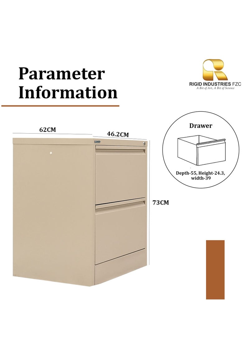 RIGID - RIGID Steel Cabinet 2 Drawers Beige - Image 1