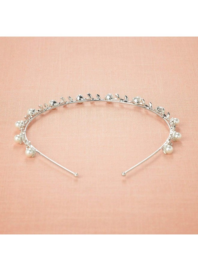 SWEETV - Flower Girl Headpiece Silver Pearl Girls Headband For Wedding Princess Hair Accessories For Birthday Party First Communion - Image 1