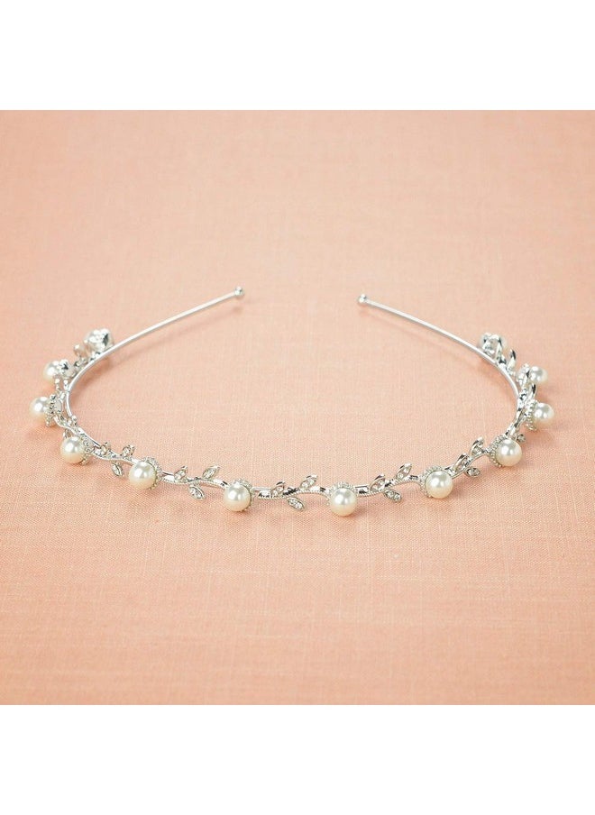 SWEETV - Flower Girl Headpiece Silver Pearl Girls Headband For Wedding Princess Hair Accessories For Birthday Party First Communion - Image 1