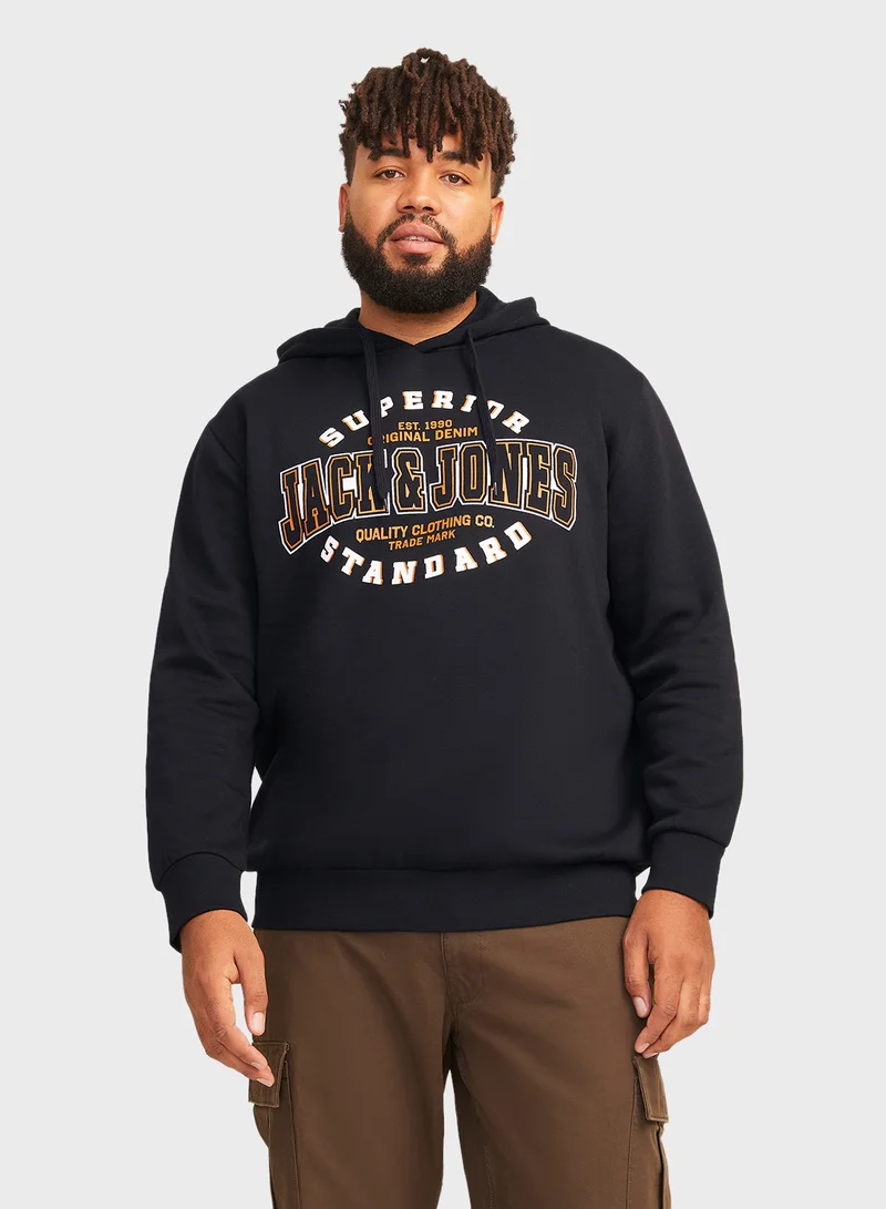 JACK & JONES Plus Size Graphic Printed Hoodie