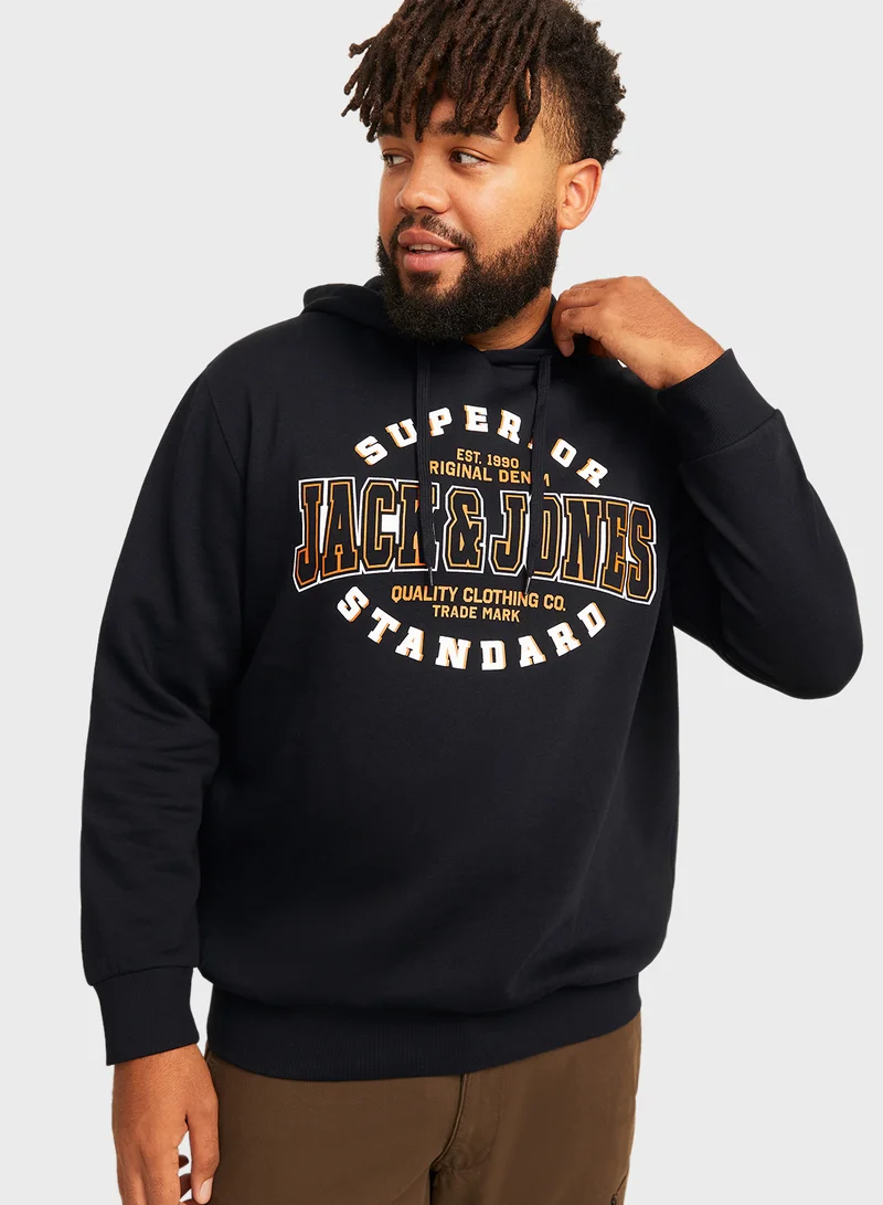 JACK & JONES Plus Size Graphic Printed Hoodie