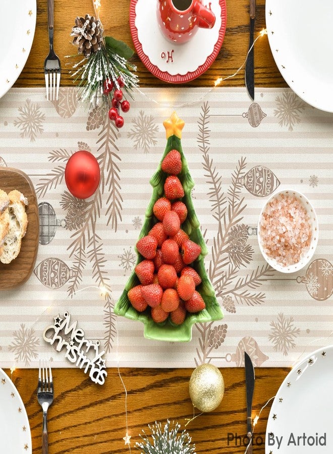 Artoid Mode Stripes Pine Trees Merry Christmas Table Runner, Winter Xmas Holiday Kitchen Dining Table Decoration for Home Party Decor 13x90 Inch - Image 3