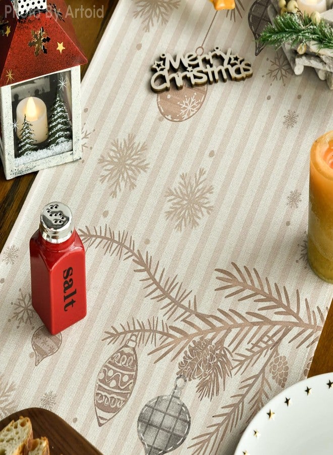 Artoid Mode Stripes Pine Trees Merry Christmas Table Runner, Winter Xmas Holiday Kitchen Dining Table Decoration for Home Party Decor 13x90 Inch - Image 5