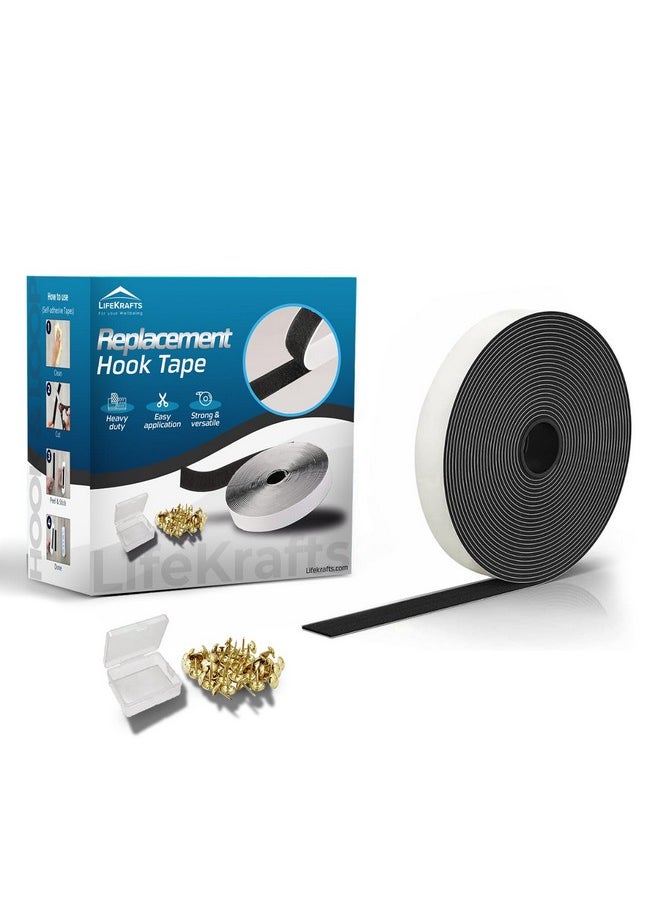 Lifekrafts LifeKrafts Self Adhesive Hook Tape Roll (Without loop tape) & Thumbnails for Magnetic Door Net & Window Net Replacement Accessory (20mm width x 12 meters/40 ft/480 inches length Hook Tape - Black Color)  - Image 1
