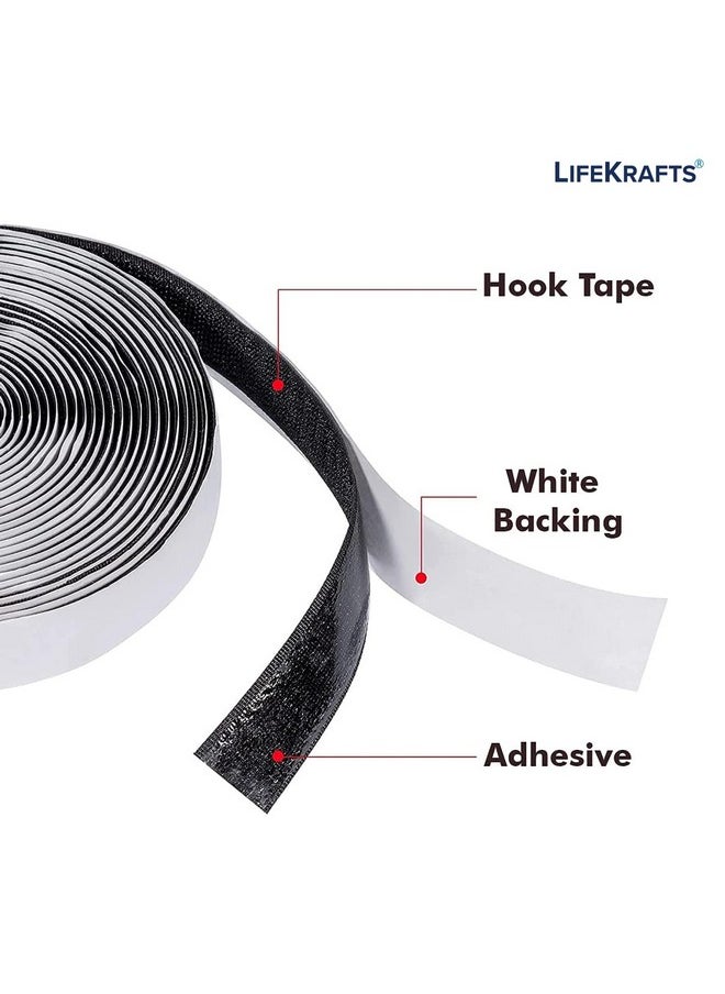Lifekrafts LifeKrafts Self Adhesive Hook Tape Roll (Without loop tape) & Thumbnails for Magnetic Door Net & Window Net Replacement Accessory (20mm width x 12 meters/40 ft/480 inches length Hook Tape - Black Color)  - Image 3