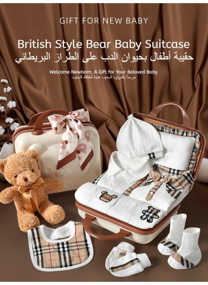 KOYIS 18 PCS Baby Gift Set Suitcase-100% Cotton Baby Clothes, Hat, Socks, Toy, Blanket & Newborn Essentials, Four Seasons Spring Summer Autumn Winter, Use for Boys & Girls, 0-3 Months - Luxury Bear - Image 2