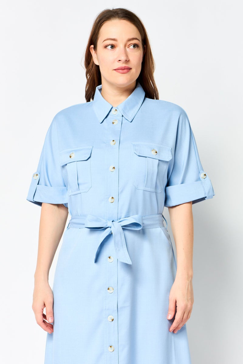 NAUTICA Women Plain Maxi Dress, Light Blue - Image 2