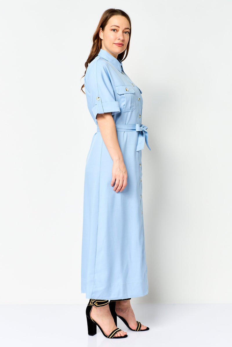 NAUTICA Women Plain Maxi Dress, Light Blue - Image 4