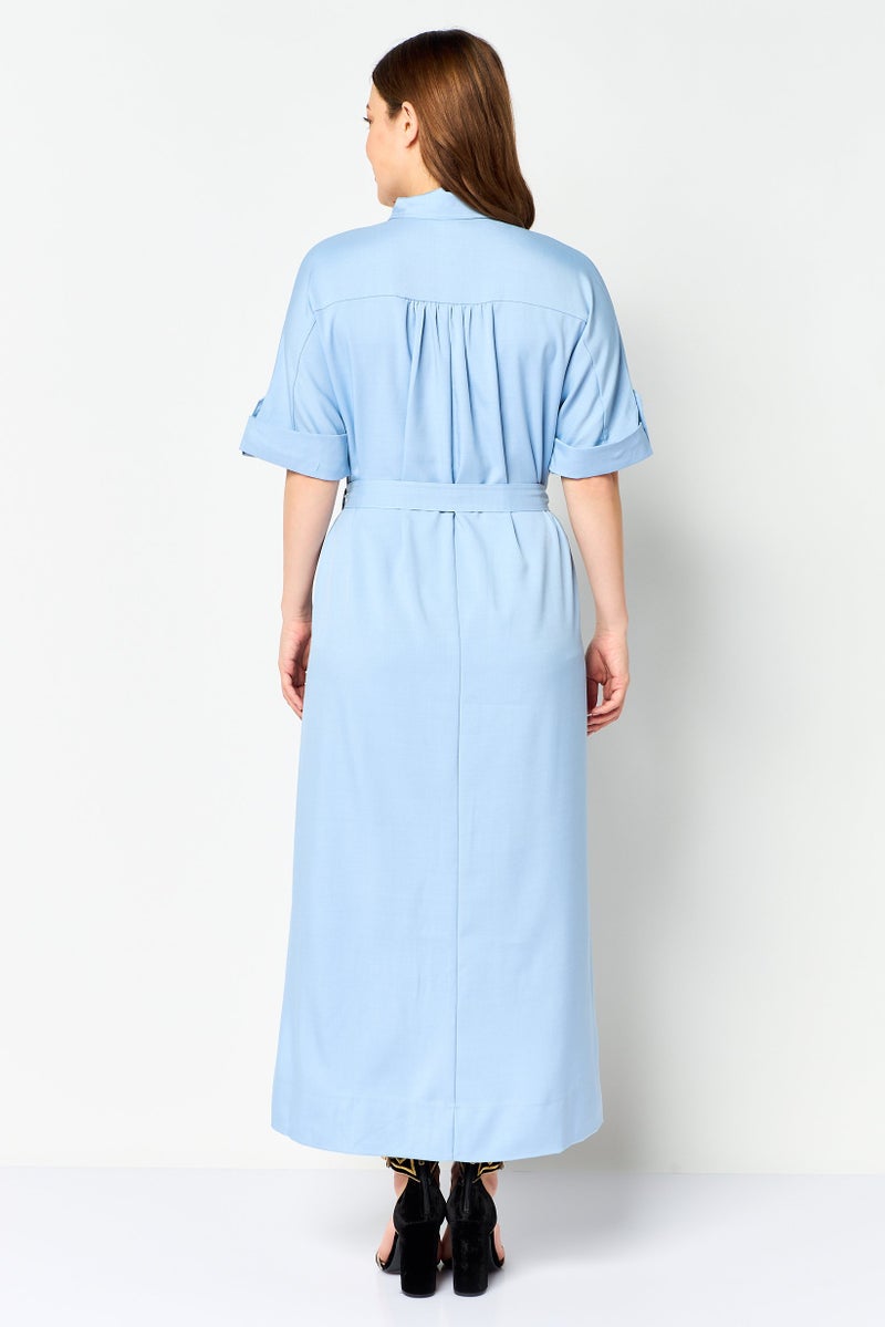 NAUTICA Women Plain Maxi Dress, Light Blue - Image 3