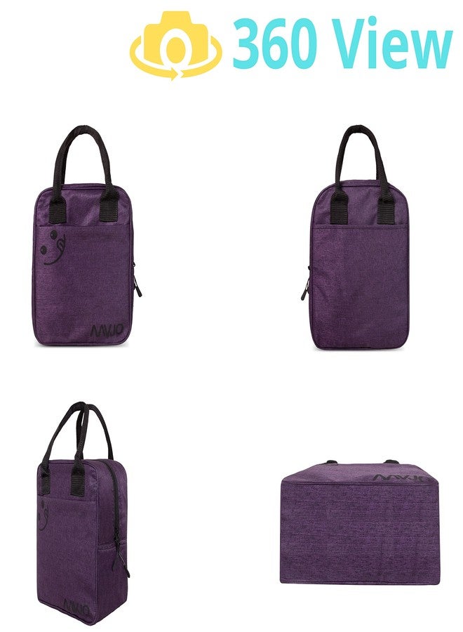 Aavjo Insulated Lunch Tiffin Bag | Bottle Compartment | 28x22x13 cm | Purple | Linen Matty Material | Work School Picnic Carry Bag - Image 5