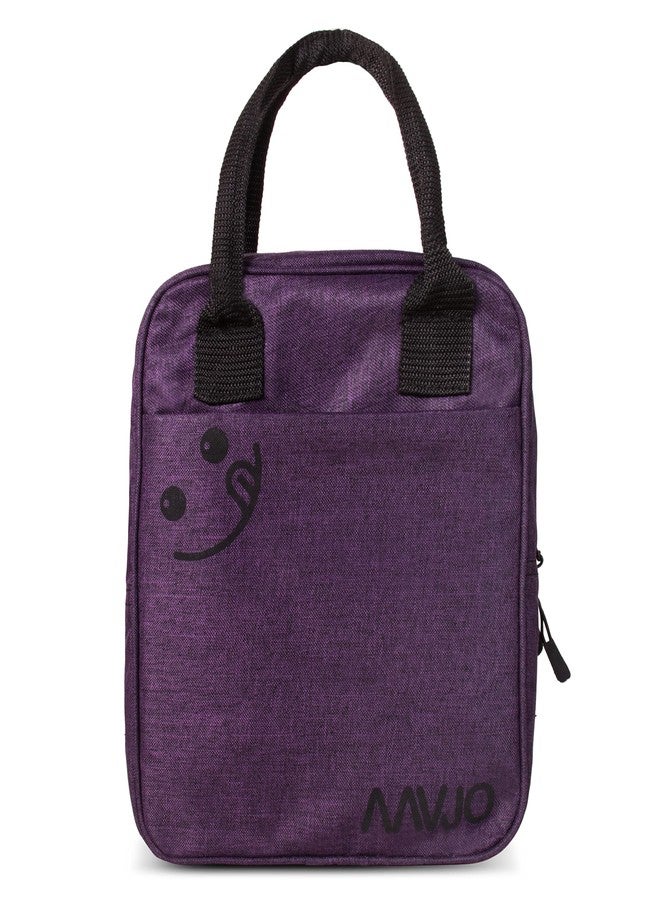 Aavjo Insulated Lunch Tiffin Bag | Bottle Compartment | 28x22x13 cm | Purple | Linen Matty Material | Work School Picnic Carry Bag - Image 1