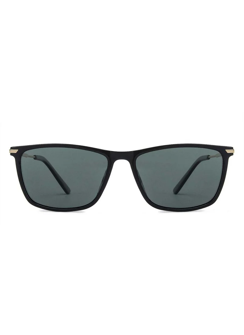 فينسينت تشيس Vincent Chase By Lenskart | Black Green Solid Full Rim Square | Season Essentials | Branded Latest and Stylish Sunglasses | Polarized and 100% UV Protection (UV 400) | Unisex | Medium | LA S13159