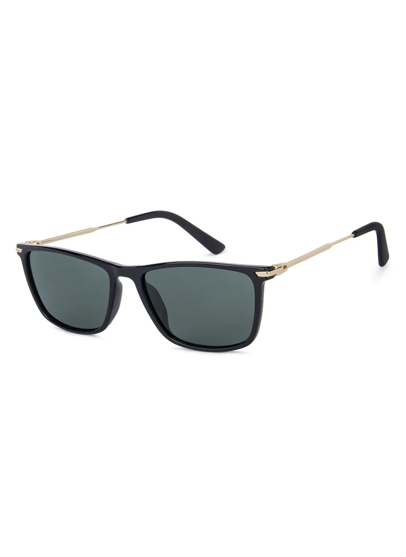 فينسينت تشيس Vincent Chase By Lenskart | Black Green Solid Full Rim Square | Season Essentials | Branded Latest and Stylish Sunglasses | Polarized and 100% UV Protection (UV 400) | Unisex | Medium | LA S13159