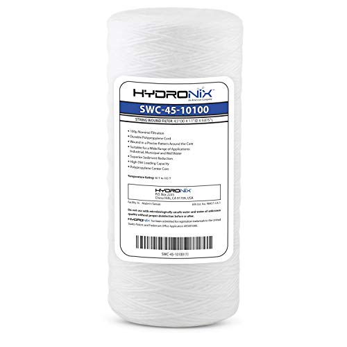 Hydronix SWC-45-10100 Universal Whole House Sediment String Wound Water Filter Cartridge 4.5" x 10" - 100 Micron - Image 1