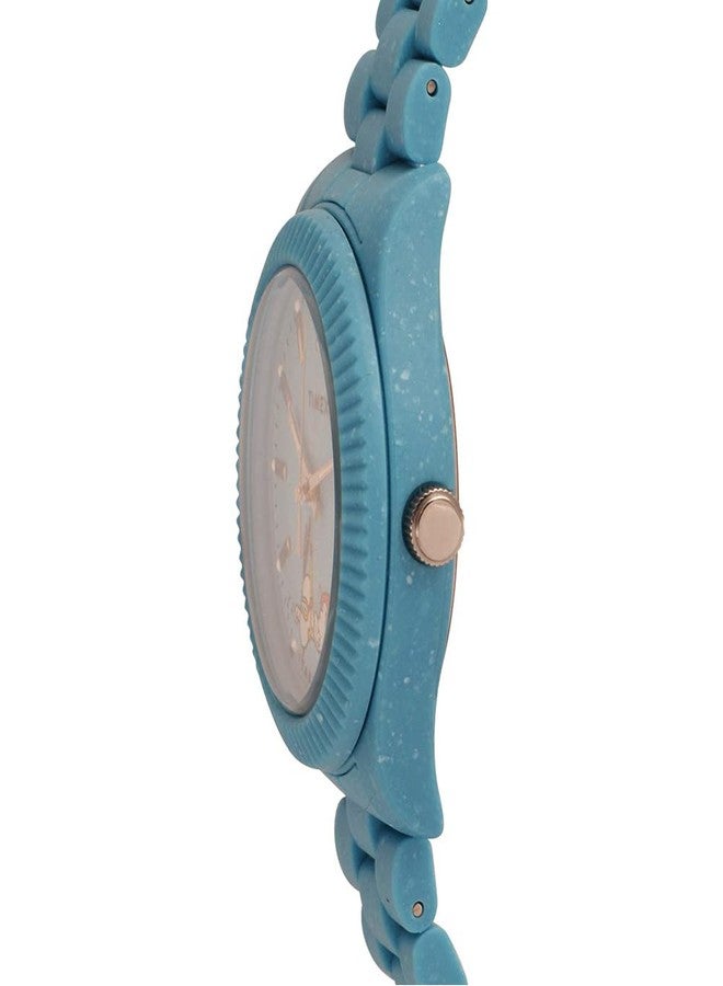 Timex Women's Waterbury Ocean x Peanuts 37mm Watch - Blue Bracelet Blue Dial Blue Case, Blue/Dial, One Size, 37 mm Waterbury Ocean X Peanuts 3-Hand Bracelet Watch - Image 4