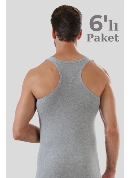 Arma Yıldız 6 Pack Gray Men's Athlete Rambo Tank Top 100% Cotton Rib