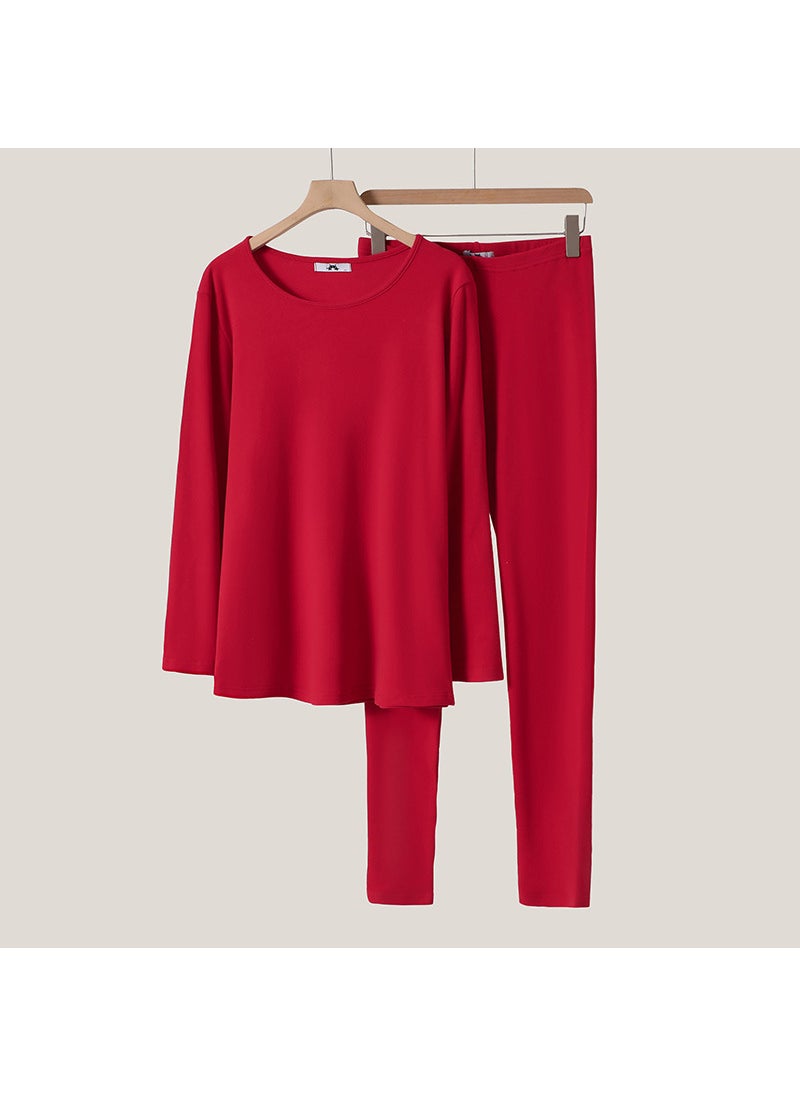 Generic Plus Size Velvet Thermal Underwear Set for Women Red (shipped within 10 days) 