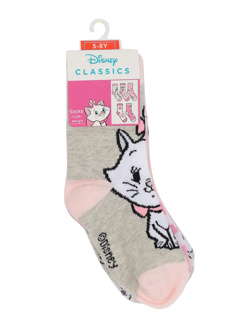 Disney  The Disney marie Socks, Ankle Crew Socks for Kids (5 to 8 Years), Pack of 5 socks for Women | Best Price UAE