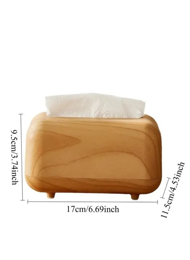 Wood Color Modern Tissue Box Holder With Soft Close Lid Bathroom Organizer - Image 5