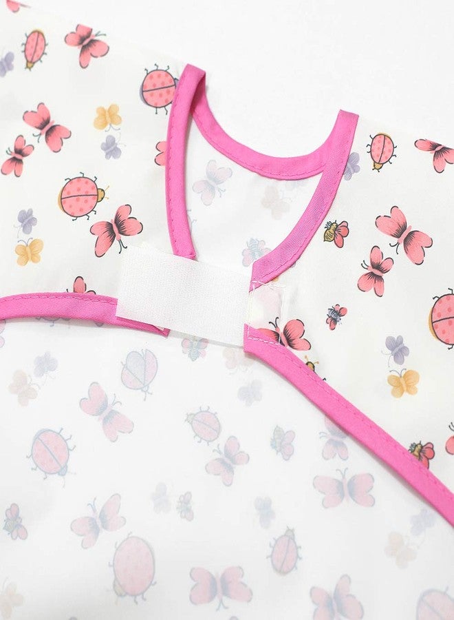 Plie Long Sleeve Waterproof Bib for Toddlers - Soft Feeding Smock for Baby Mealtime, Self-Feeding, Painting & Messy Play, BPA-Free, Easy Clean (6-24 Months) - Pink/Butterfly - Image 3