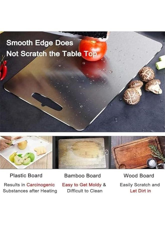 HOOKOR Stainless Steel Cutting Board for Kitchen, SUS 304 Chopping Board for Meat, Fruit, Vegetables, Dishwasher Safe, Kitchen Necessities for Home Outdoor Camping Meal Prep (L - 46 * 30 * 0.2CM) - Image 2