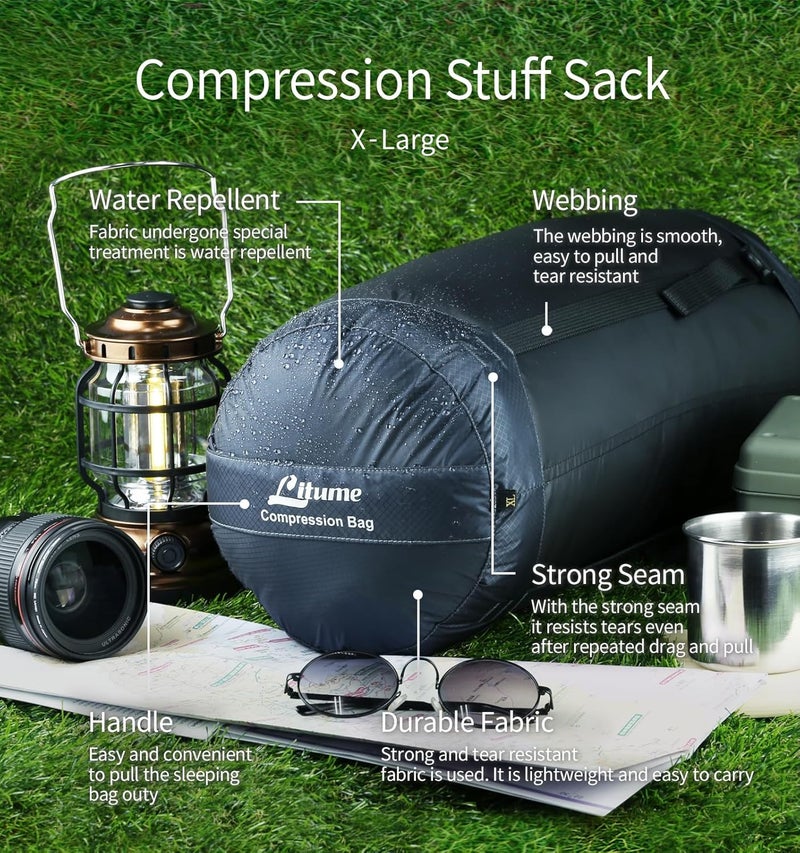 Litume Compression Stuff Sack 6L, 8.5L, 10L, 13L, 16L, Water Resistant Lightweight Compact with Ripstop Fabric Sleeping Bag Sack with Drawstring Closure for Camping, Backpacking, Traveling(E638) - Image 4