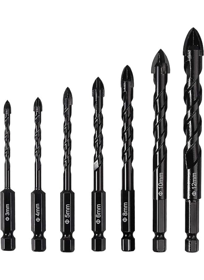 Cool Baby Masonry Drill Bits 7Pcs, TYTA Concrete Drill Bit Set, Cross Carbide Tipped Drill Bits for Drilling Brick, Tile, Concrete, Plastic and Wood Ceramic Tile (3/4/5/6/8/10/12mm)  - Image 1