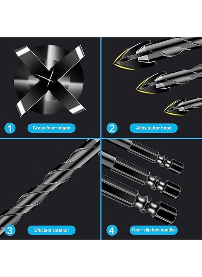 Cool Baby Masonry Drill Bits 7Pcs, TYTA Concrete Drill Bit Set, Cross Carbide Tipped Drill Bits for Drilling Brick, Tile, Concrete, Plastic and Wood Ceramic Tile (3/4/5/6/8/10/12mm)  - Image 3