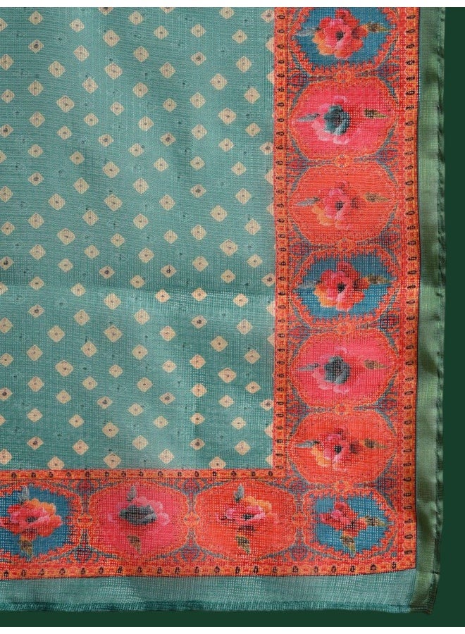 AKS Green bandhani Print Kurta With palazzo  - Image 3