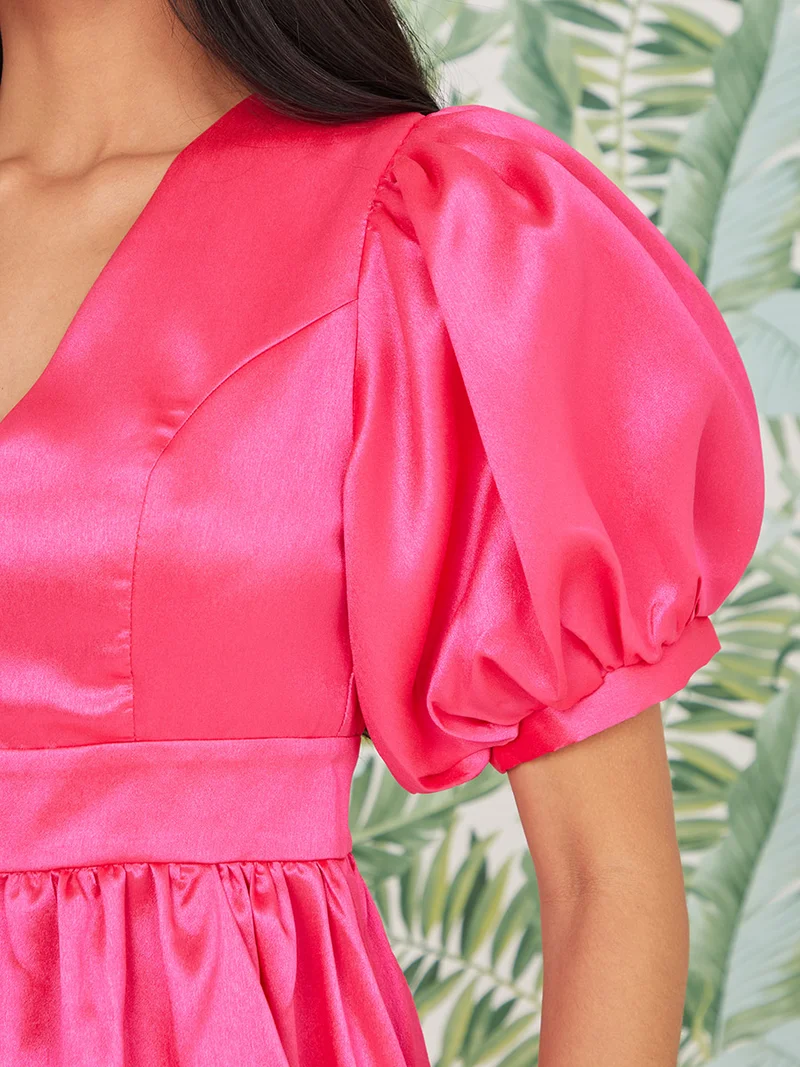 Styli Puff Sleeves Extreme Flared Maxi Dress