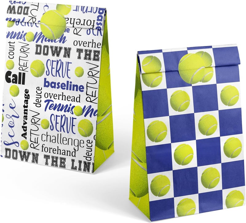 Outego Tennis Party Favor Bags for Kids – 24 Pcs Tennis Gift Bags with 5 Designs, Paper Goodie Bags for Sports Theme Birthday Party Decorations and Supplies - Image 2